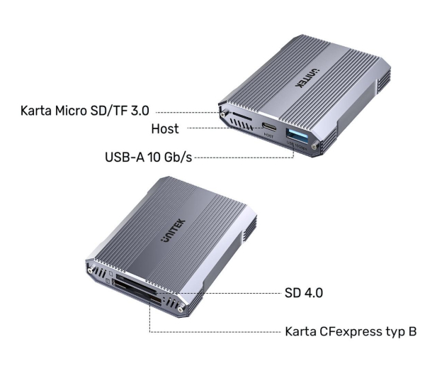 UNITEK Czytnik kart CF Express, SD/microSD, USB-A 10 Gbs + HUB - 1283944 - zdjęcie 3